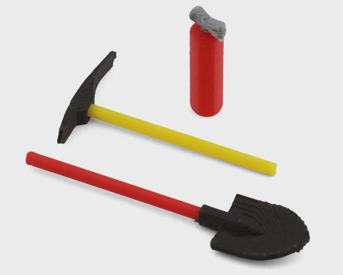 Scale By Chris 1/18 Miniature Scale Accessory Bundle w/Shovel, Pickaxe &amp; Fire Extr (SBCTR14)