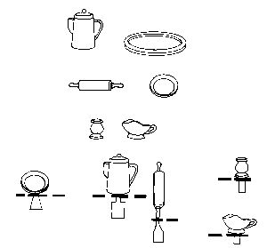 Scale Structures Kitchen Accessories (Unpainted Metal Castings) -- Set #1: Dishes (650-5108)