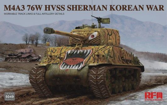 Rye Field Model 1/35 US M4A3 76W HVSS Sherman Korean War Tank w/Workable Track Links (RFM5049)