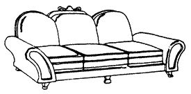 Scale Structures Provincial Couch (Unpainted Metal Castings) -- With "Wood Trim" pkg(2) (650-5129)