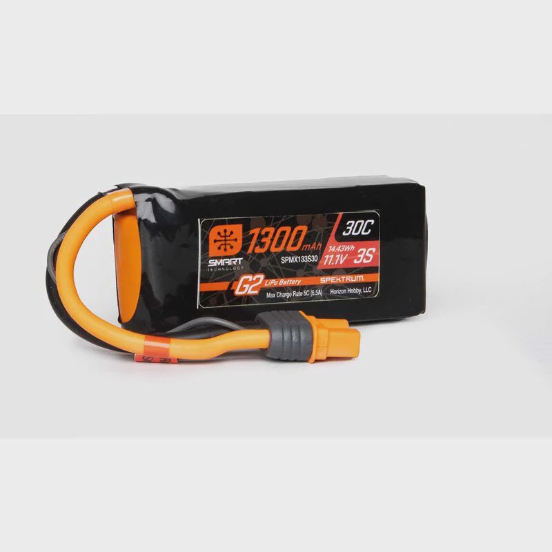 Spektrum 11.1V 1300mAh 3S 30C Smart LiPo Battery: IC3 (SPMX133S30)