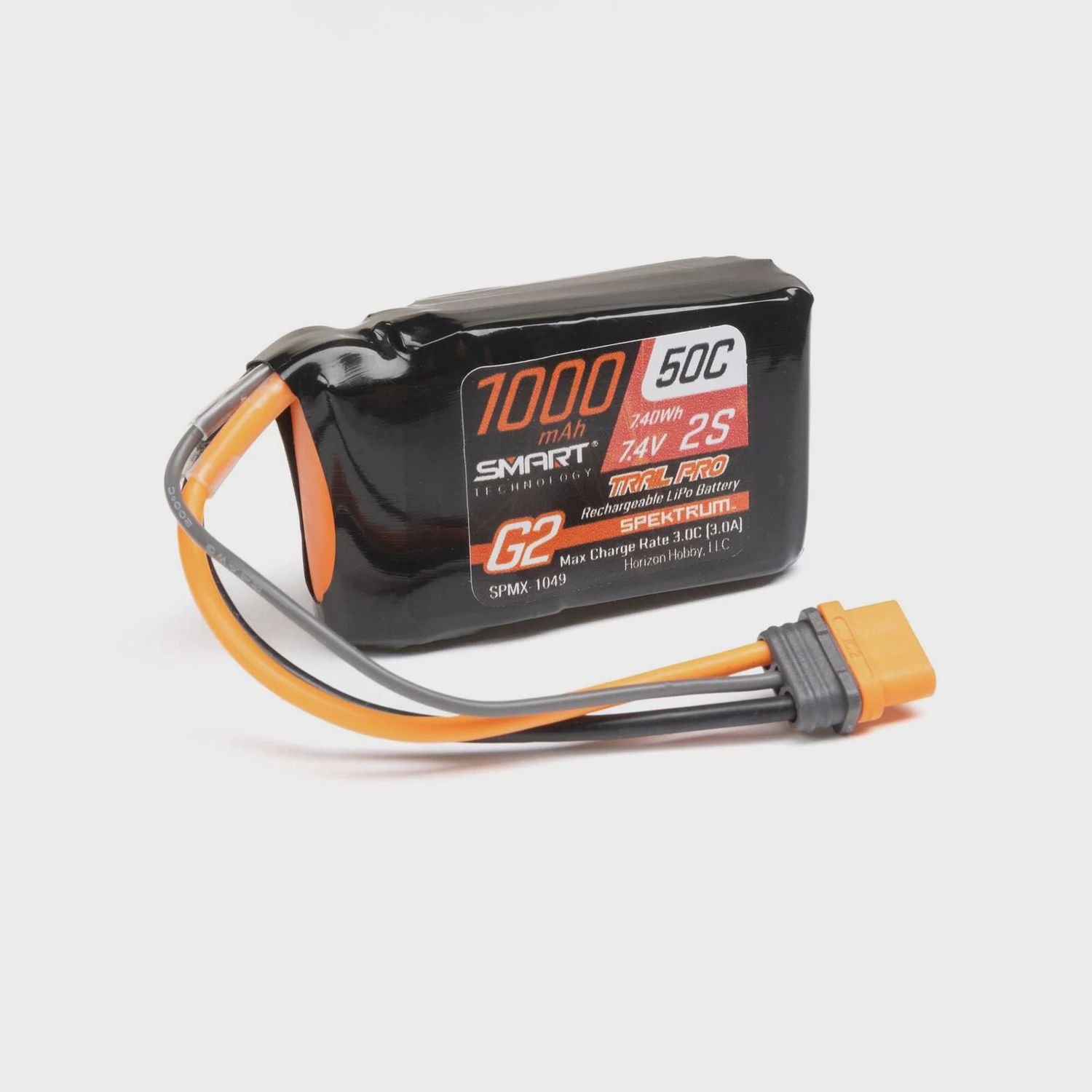 Spektrum 7.4V 1000mAh 2S 50C Smart G2 Trail Pro LiPo Battery: IC2 (SPMX-1049)