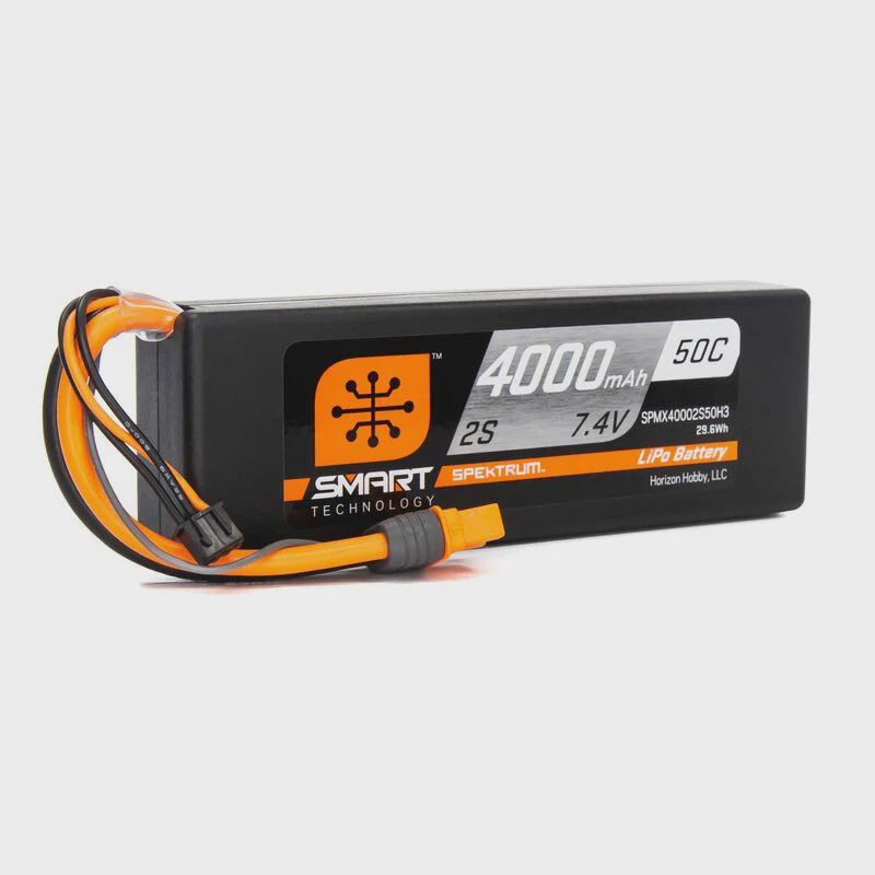 Spektrum 7.4V 4000mAh 2S 50C Smart LiPo Battery, IC3 (SPMX40002S50H)