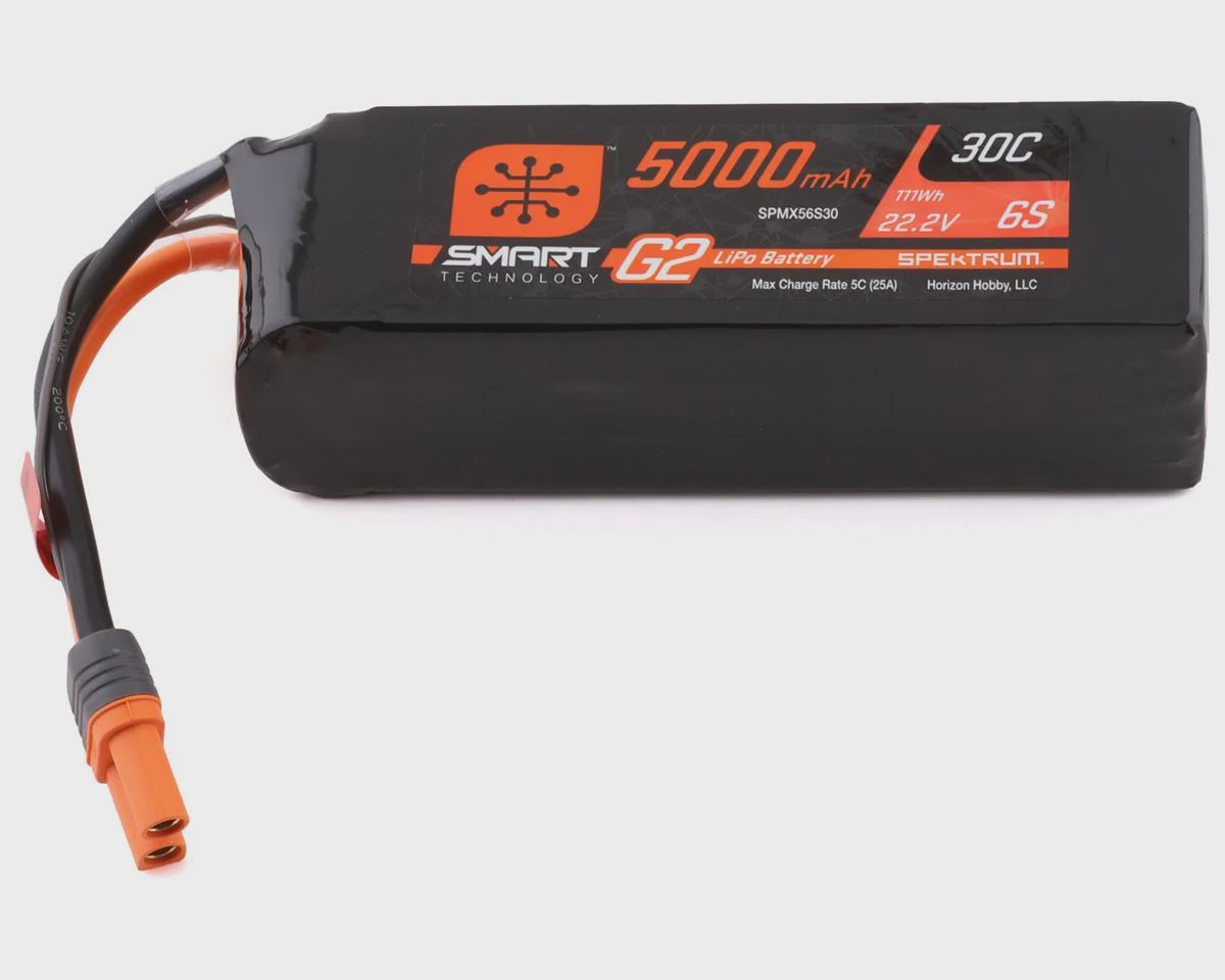 Spektrum RC 6S Smart G2 LiPo 30C Battery Pack (22.2V/5000mAh) w/IC5 Connector (SPMX56S30)