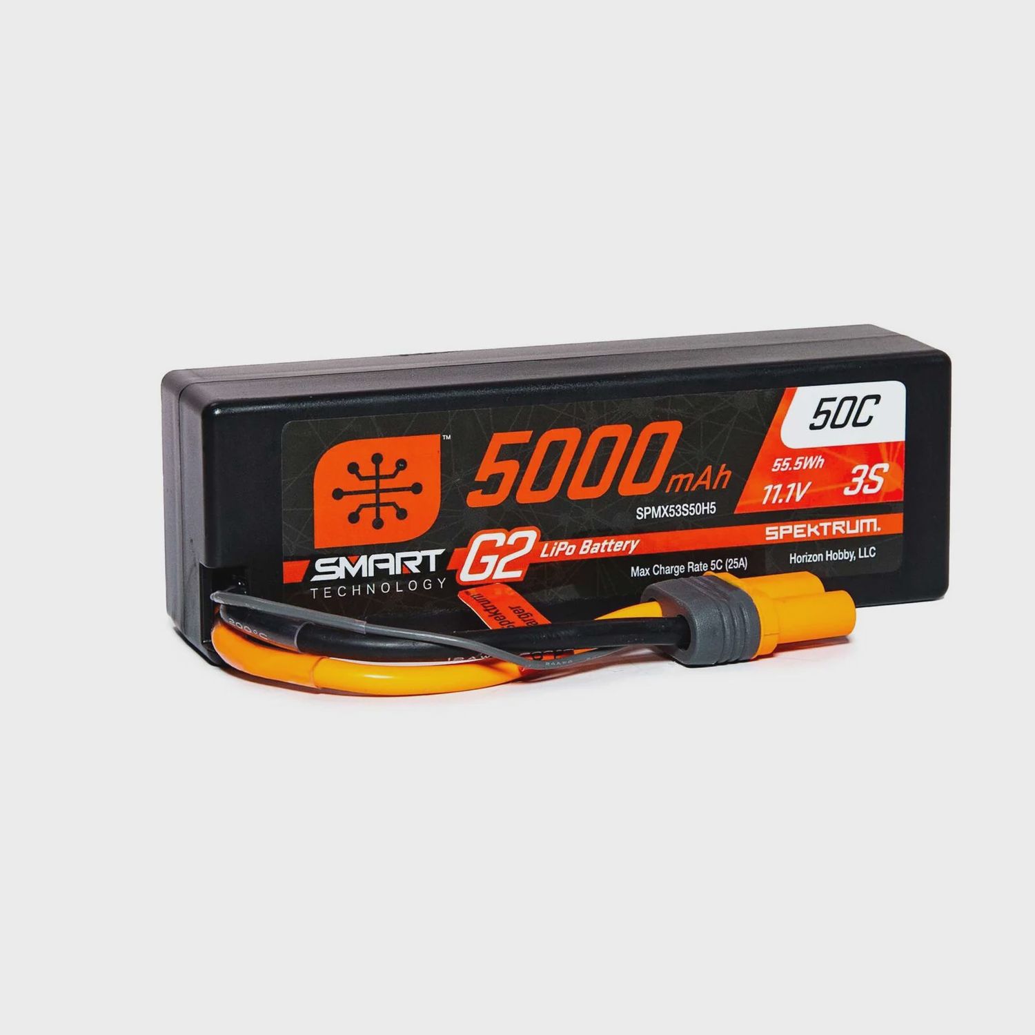 Spektrum 11.1V 5000mAh 3S 50C Smart G2 Hardcase LiPo Battery: IC5 (SPMX53S50H5)