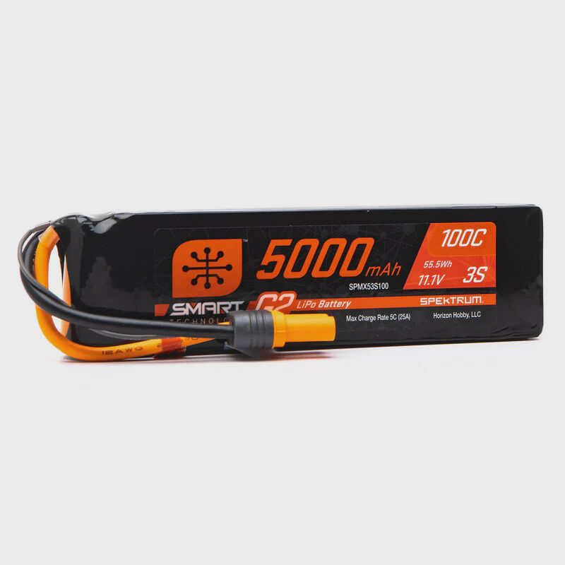 Spektrum RC 3S Smart G2 LiPo 100C Battery Pack (11.1V/5000mAh) w/IC5 Connector (SPMX53S100)