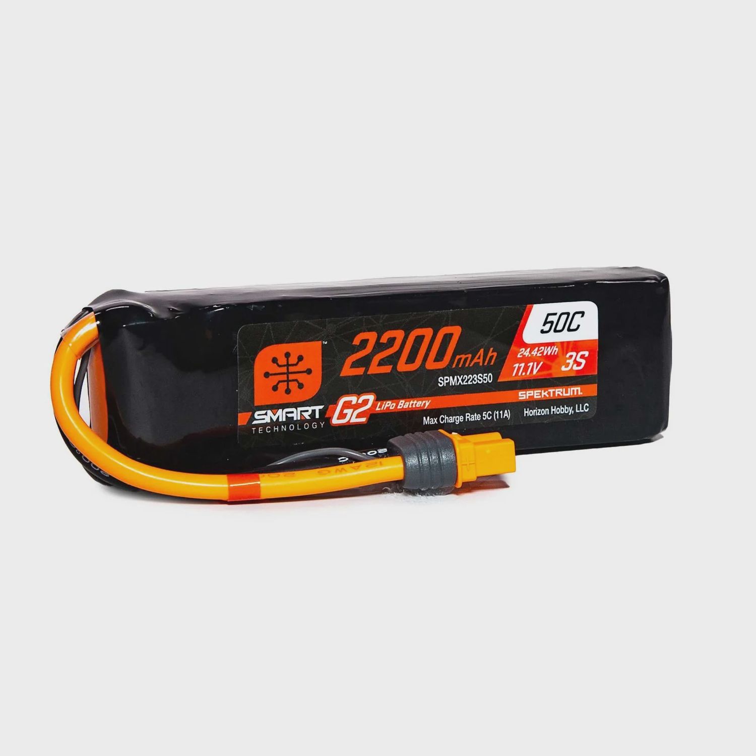 Spektrum 11.1V 2200mAh 3S 50C Smart G2 LiPo Battery: IC3 (SPMX223S50)