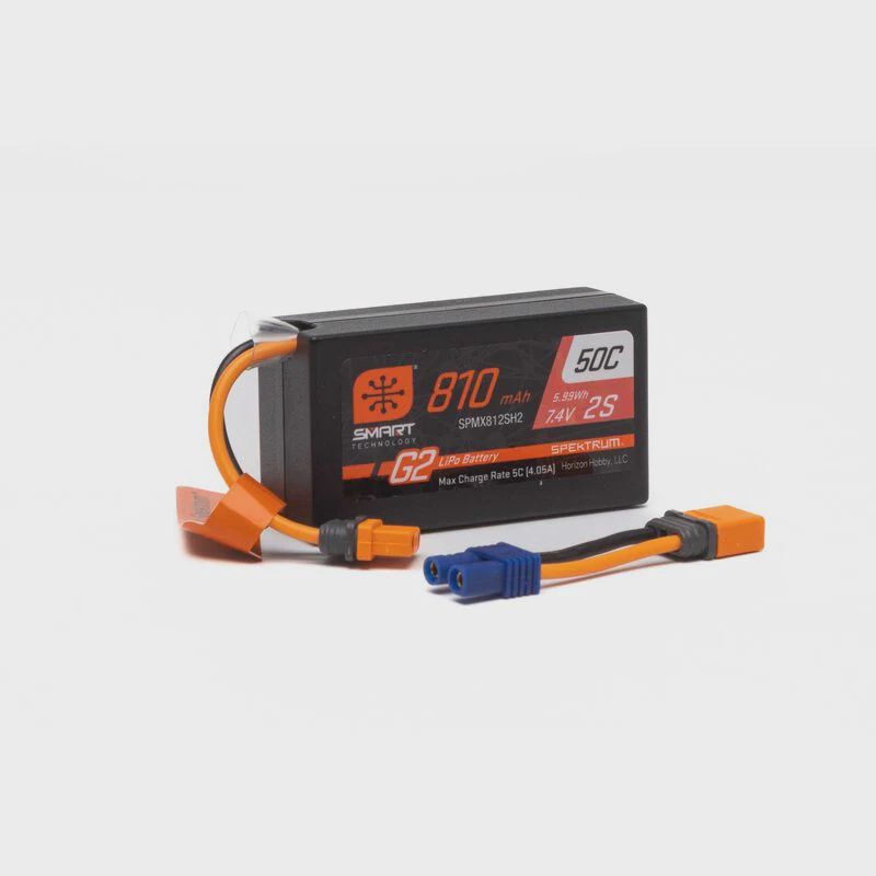 Spektrum RC 2S 50C Smart G2 LiPo Battery w/IC2 Connector (7.4V/810mAh) (SPMX812SH2)