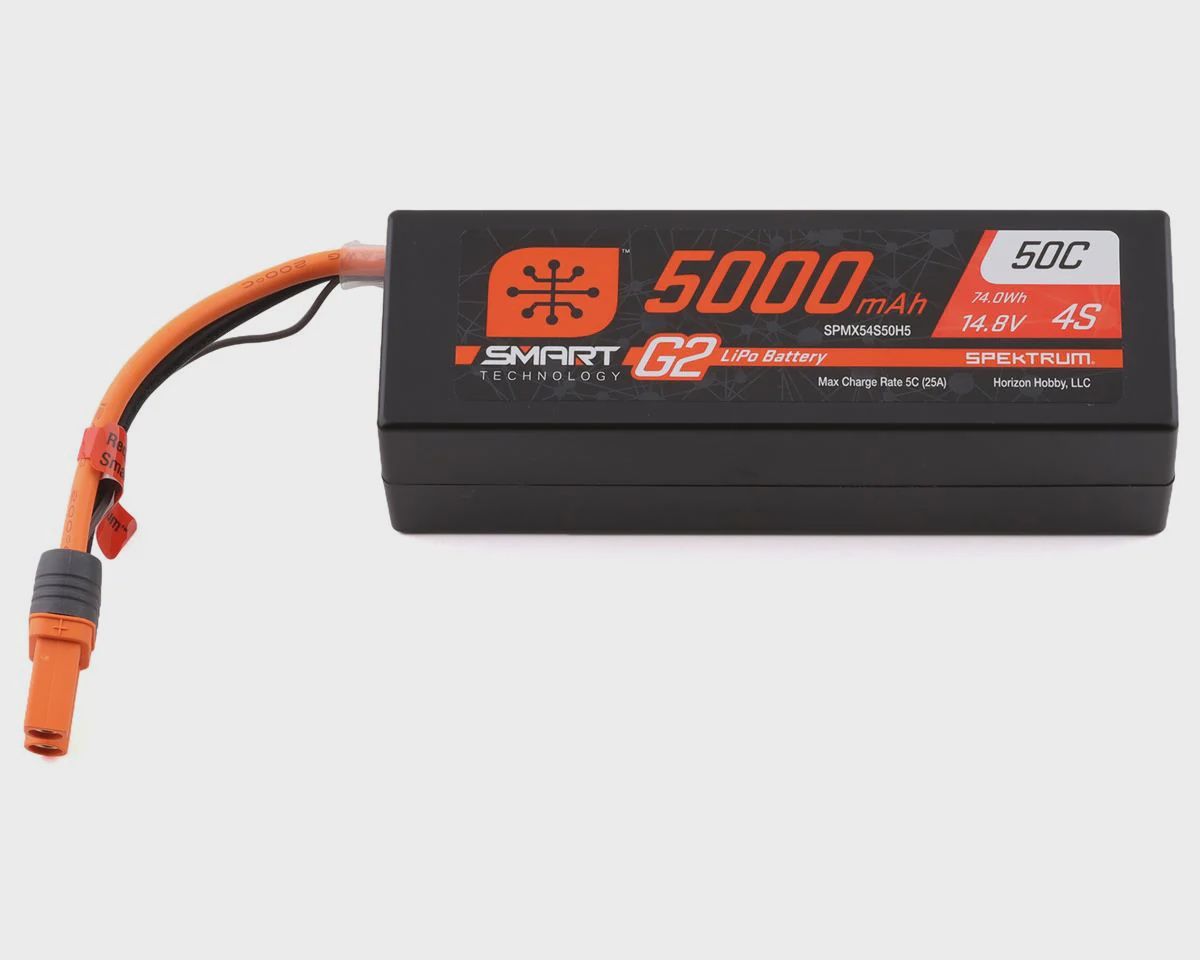 Spektrum RC 4S Smart G2 LiPo 50C Battery Pack (14.8V/5000mAh) w/IC5 Connector (SPMX54S50H5)