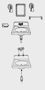 SST Ltd Bathroom Sink, Faucet, Plumbing, Towel Bar, Soap Dish, Sconce Lights, Glass Holder/Glass, &amp; Mirror Kit (650-5155)