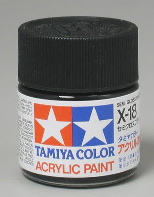 Tamiya Acrylic X18 Semi-Gloss Black 3/4 oz (TAM81018)