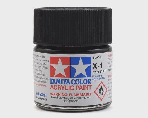 Tamiya X-1 Black Gloss Finish Acrylic Paint (23ml) (TAM81001)