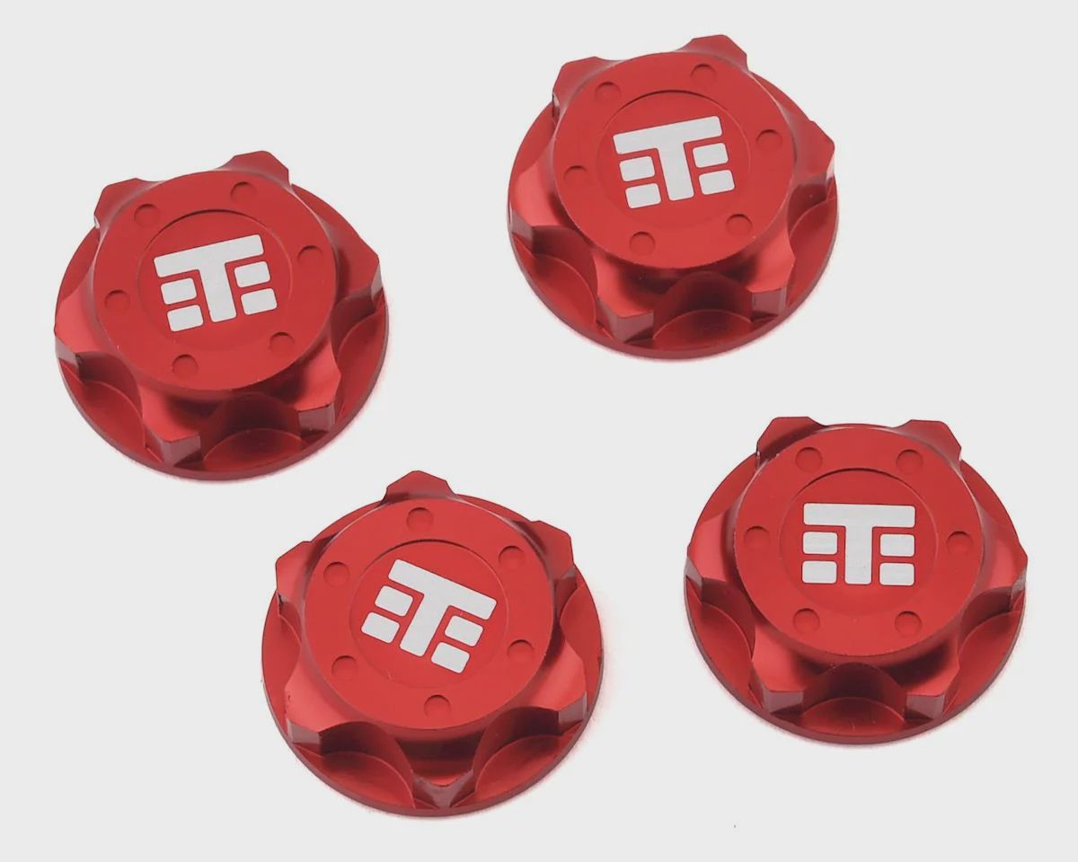 Tekno RC 17mm Aluminum "T Logo" Covered Serrated Wheel Nut (Red) (4) (TKR5116BR)