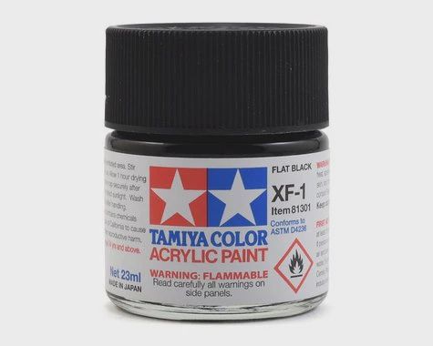 Tamiya XF-1 Flat Black Acrylic Paint (23ml) (TAM81301)