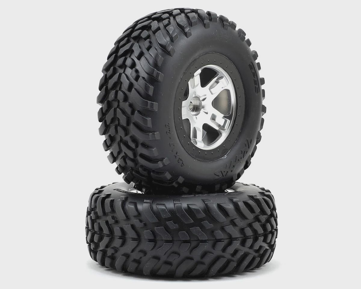 Traxxas 2.2/3.0 Tire w/SCT Front Wheel (2) (Satin Chrome) (Satin Chrome/Black) (Standard) (TRA5875X)