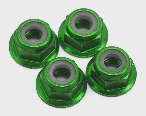 Traxxas 4mm Aluminum Flanged Serrated Nuts (Green) (4) (TRA1747G)
