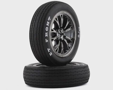 Traxxas Drag Slash Front Pre-Mounted Tires (Black Chrome) (2) w/Weld Wheels &amp; 12mm Hex (TRA9474X)