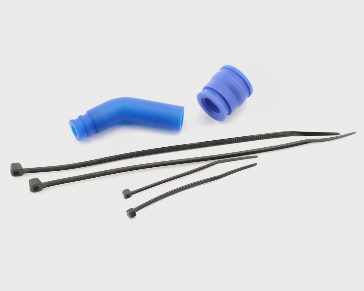 Traxxas Molded Pipe Coupler (Blue) w/ Exhaust deflecter &amp; long cable ties (TRA5245)