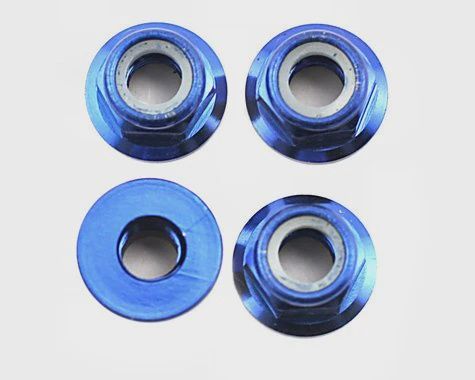 Traxxas Nuts, 5mm flanged nylon locking (aluminum, blue-anodized) (4) (TRA4147X)