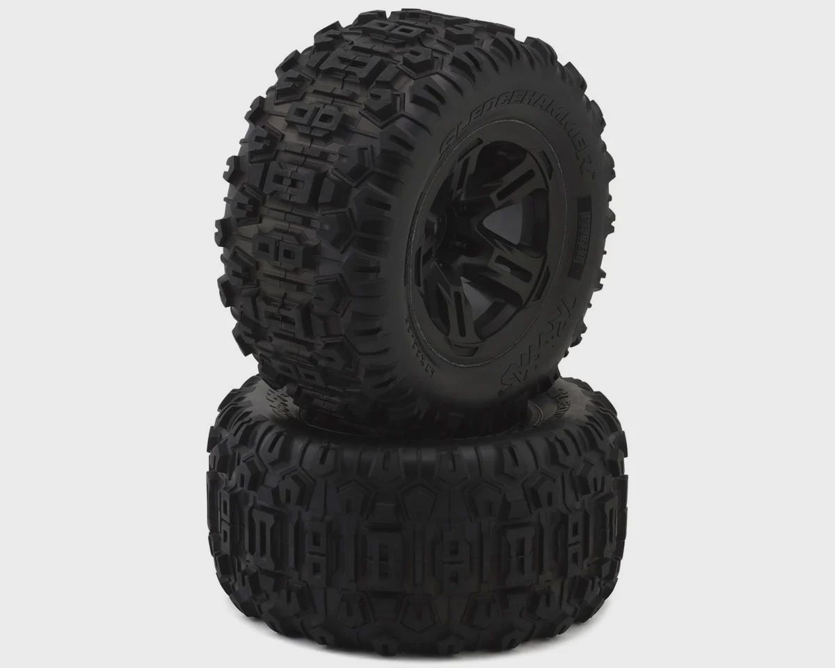 Traxxas Sledgehammer Belted 3.8" Pre-Mounted Monster Truck Tires (Black) (2) w/17mm Splined Hex (TRA9573)