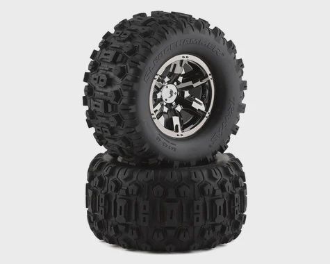 Traxxas X-Maxx Sledgehammer Pre-Mounted Tires w/17mm Hex (Black Chrome) (2) (TRA7774A)