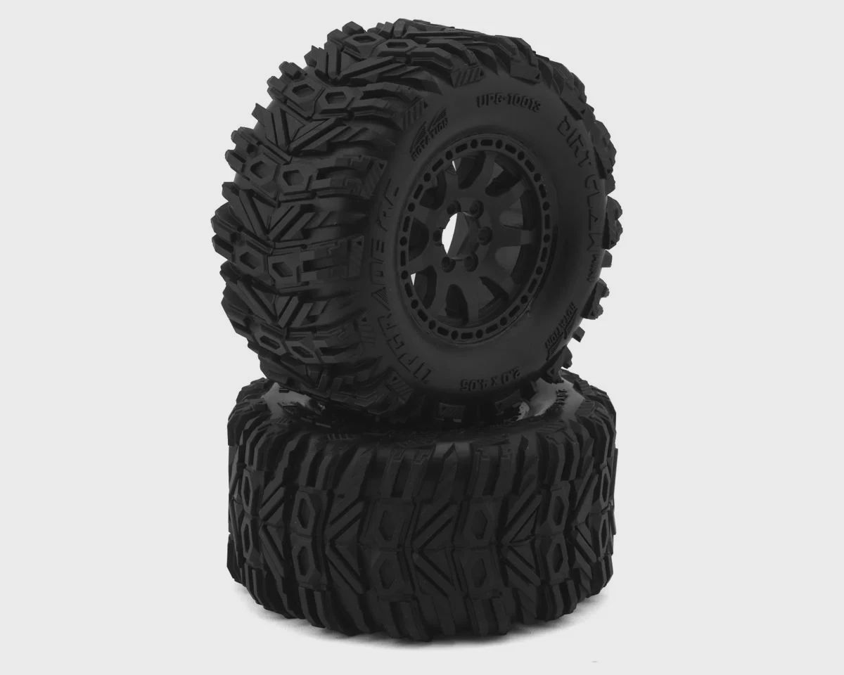 Upgrade Traxxas RC Dirt Claw 2.2"Pre-Mounted Belted Tires® Mini Maxx® &amp; Mini XRT® (2) w/12mm Narrow, 12mm Wide, &amp; 14mm Hexes ( UPG-10013) (