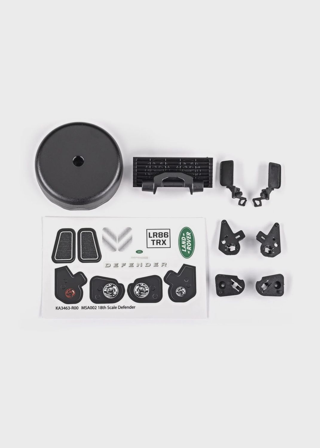 Traxxas TRX-4M Land Rover Grille, Side Mirrors, LED Retainers &amp; Spare Tire Cover (TRA9720)
