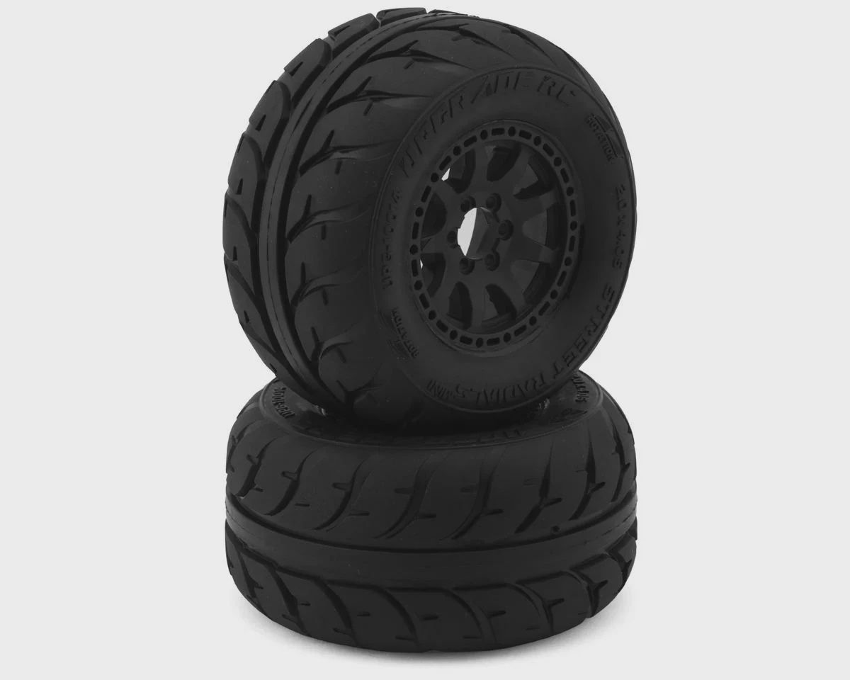 Up-Grade Pre-Mounted On-Road Tires for Traxxas® Mini Maxx® &amp; Mini XRT® (2) w/12mm N, 12mm W, &amp; 14mm Hexes (UPG-10014)