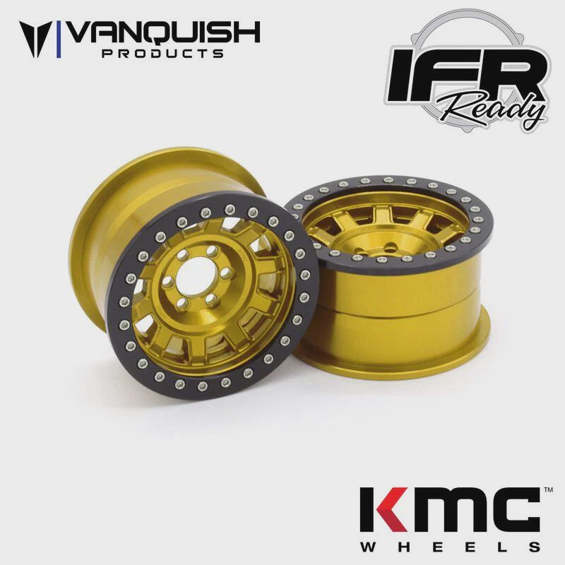 Vanquish Products KMC KM236 Tank 2.2" Beadlock Crawler Wheels (Gold) (2) (VPS08708)