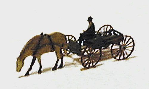 Walthers 1880s Horse-Drawn Buckboard - Brass Kit -- With Horse &amp; Driver pkg(2) (462-2023)