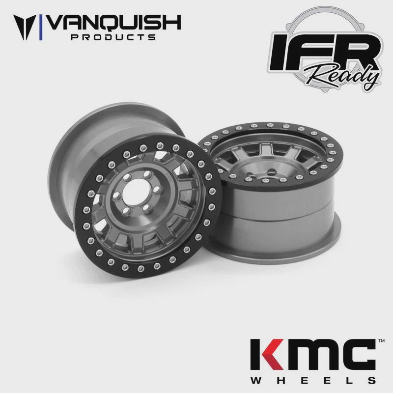 Vanquish Products KMC KM236 Tank 2.2" Beadlock Crawler Wheels (Grey) (2) (VPS08703)