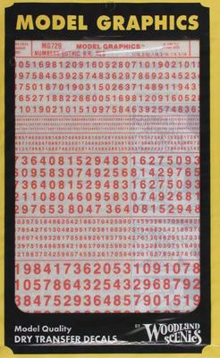 Woodland Scenics Gothic R.R. Numbers Red 1/16-5/16" (WOOMG729)
