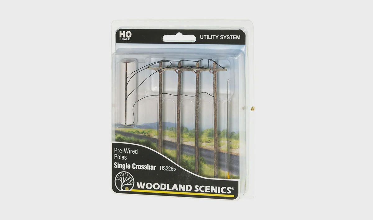 Woodland Scenics Pre-Wired Poles - Single Crossbar - HO Scale (WOOUS2265)
