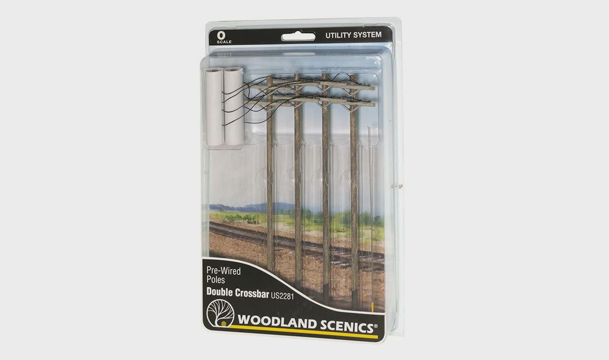 Woodland Scenics Pre-Wired Poles - Double Crossbar - O Scale (WOOUS2281)