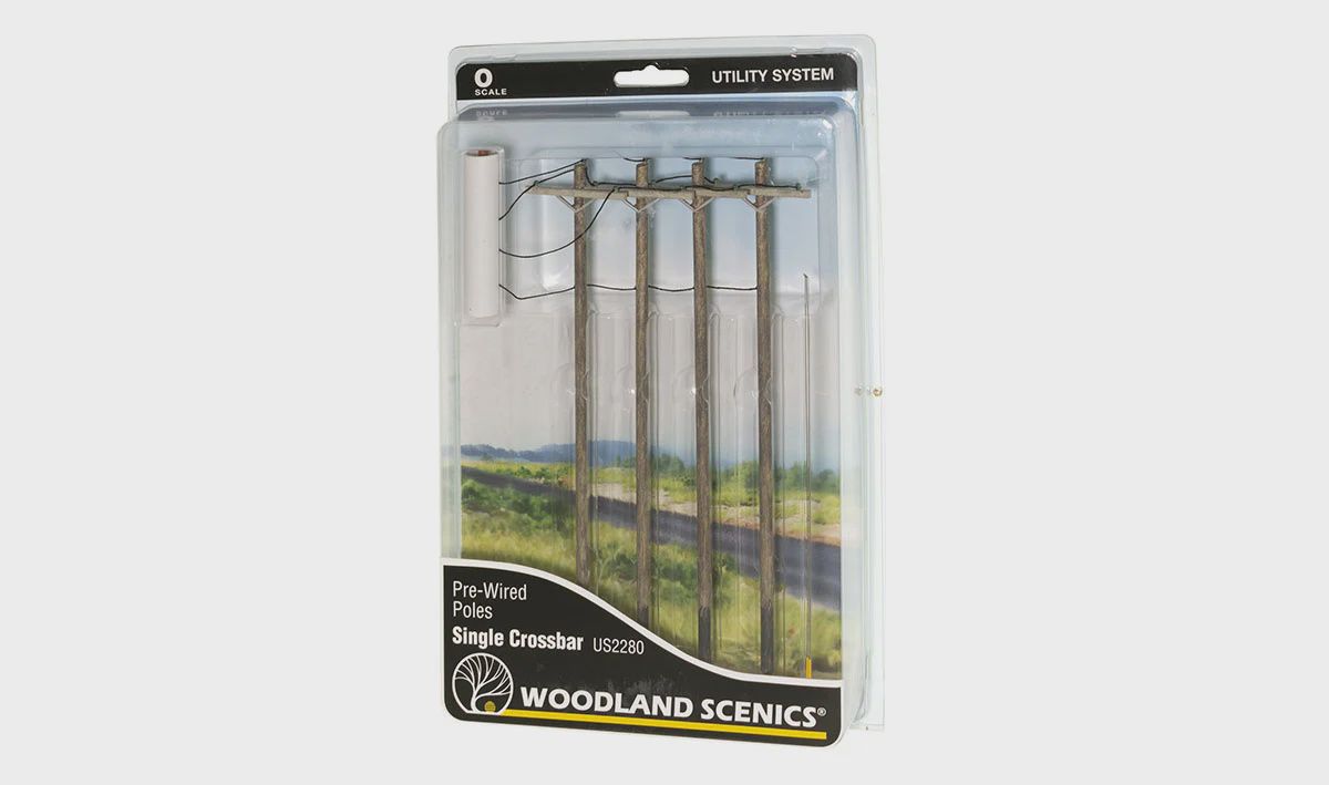 Woodland Scenics Pre-Wired Poles - Single Crossbar - O Scale (WOOUS2280)