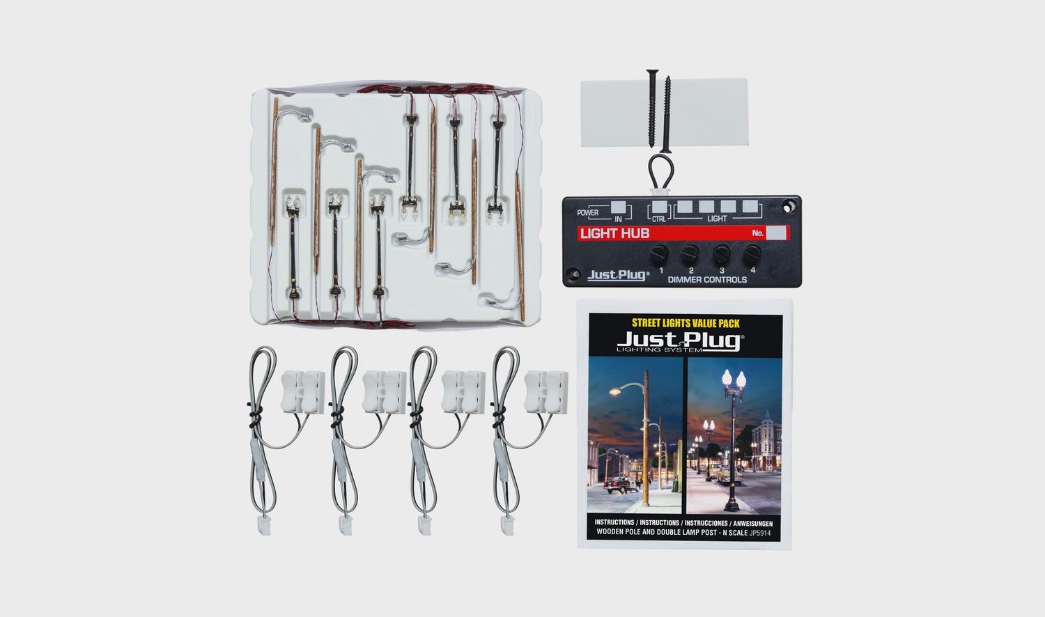 Woodland Scenics Wooden Pole &amp; Double Lamp Post Value Pack - N Scale (WOOJP5914)
