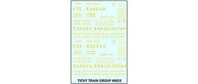 YELLOW UTLX DECAL- 6 CARS (TIC9025-6)