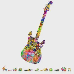 ZenChalet Splatter Guitar Wooden Puzzle, 200 Pcs (ZCPSG200)