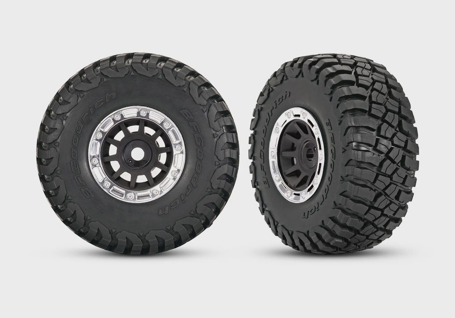 Traxxas 1.4" Black &amp; Chrome Wheels w/ BFG Mud-Terrain Tires (2) (10870-STBLK)