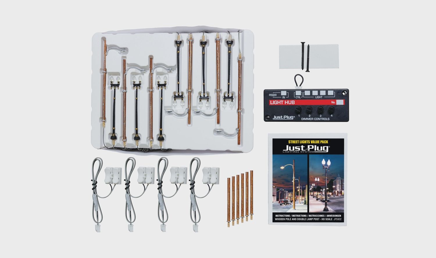 Woodland Scenics Wooden Pole &amp; Double Lamp Post Value Pack - HO Scale (WOOJP5902)