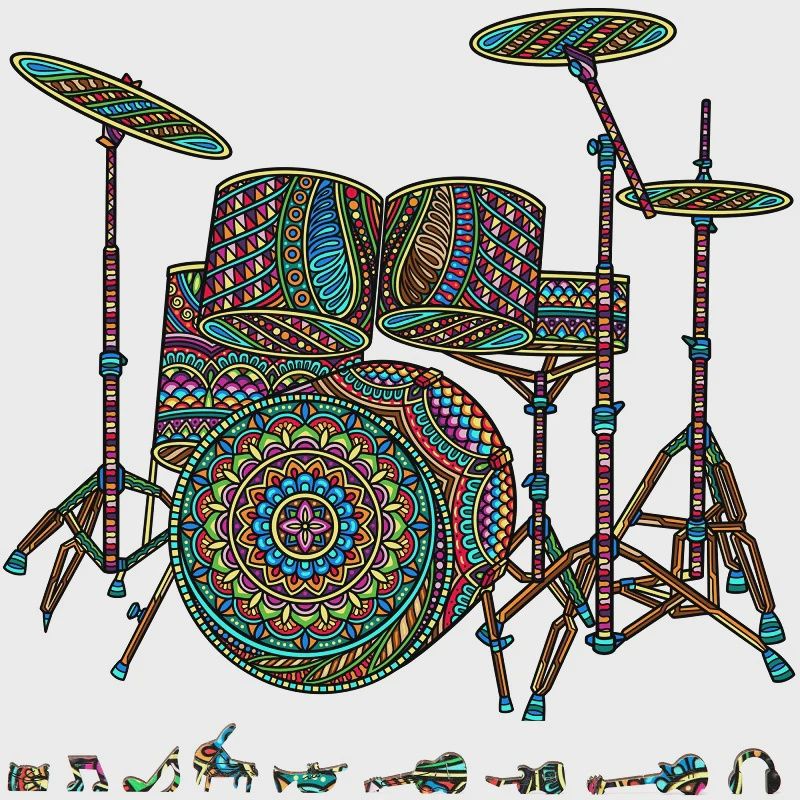 ZenChalet Drum Set Wooden Puzzle, 200 piecea (ZCPDS200)