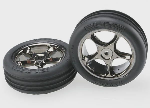 Traxxas T&amp;W BLK CHRM 2.2/RIBBD FR TIRE (TRA2471A)