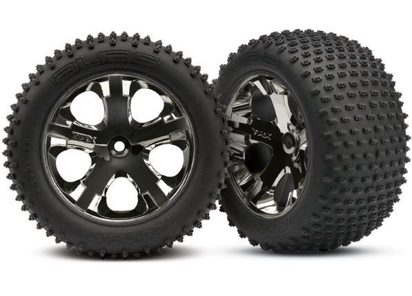 Traxxas Alias Rear Tires w/All-Star Wheels (2) (Black Chrome) (Standard) (TRA3770A)