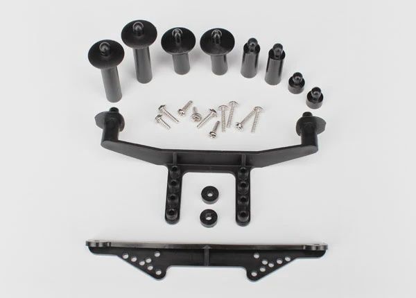 Traxxas Body Mount, Front &amp; rRear (Black)/ Body Posts, Body Post Extensions (4)/ Hardware (TRA1914R)