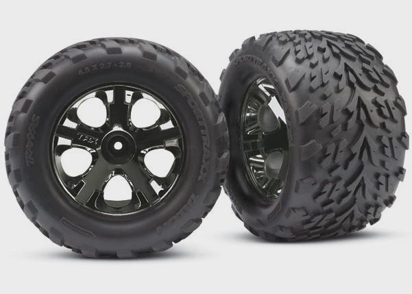 Traxxas Talon Front Tires w/All-Star Wheels (2) (Black Chrome) (TRA3669A)
