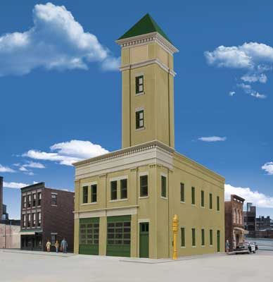 Walthers Two-Bay Fire Station -- Kit - 8 x 4-7/8 x 5-1/2" 20.3 x 12.4 x 14cm (933-4022)