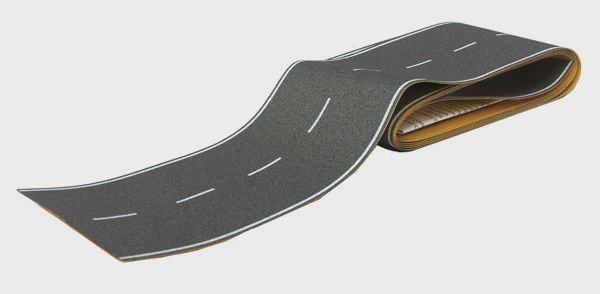 Walthers Flexible Self-Adhesive Paved Roadway -- Vintage Highway (White Dashed Centerline, White Solid Edge Markings) (949-1250)