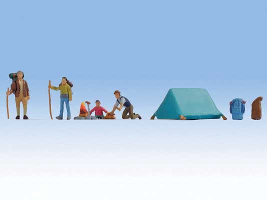 Walthers Hikers and Campers -- 4 Campers, Tent &amp; Acessories (949-6081)