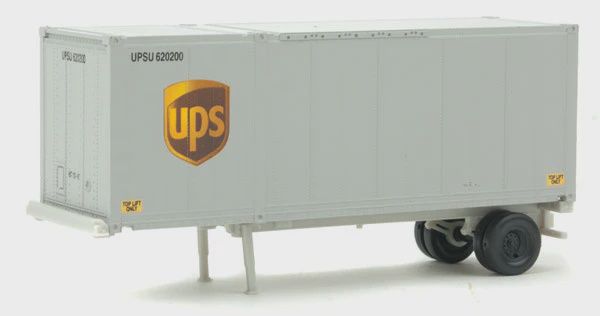 Walthers 28' Container with Chassis 2-Pack - Assembled -- UPS (949-8601)