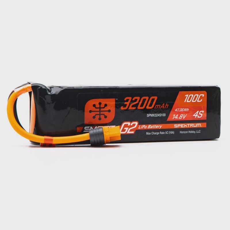 Spektrum 14.8V 3200mAh 4S 100C Smart G2 LiPo Battery: IC3 (SPMX324S100)